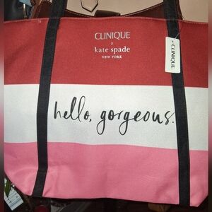 Clinique Red and Pink Tote Bag